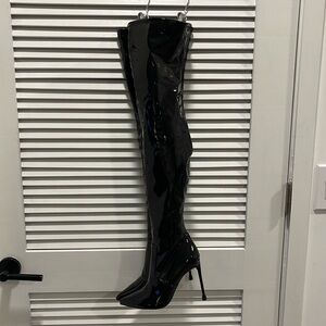 Steve Madden Black Patent Leather Over the Knee Boot